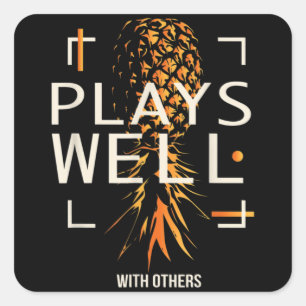 Swingers Lifestyle Funny Upside Down Ananas Quadratischer Aufkleber