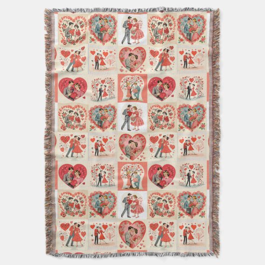 Swingin' Sixties Valentine Patchwork Decke (Vorderseite Vertikal)