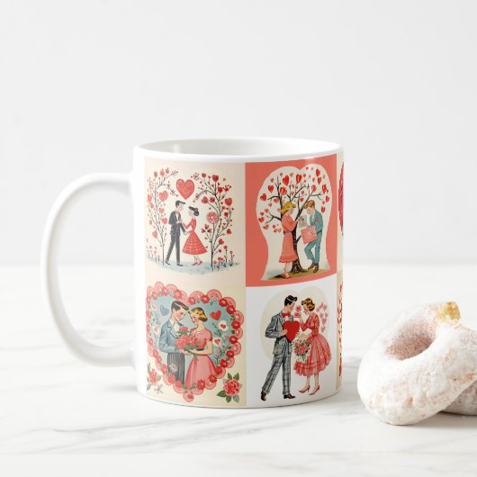 Swingin' Sixties Valentine Patchwork Kaffeetasse (Mit Donut)