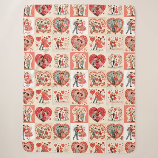 Swingin' Sixties Valentine Patchwork Sherpadecke (Vorderseite)
