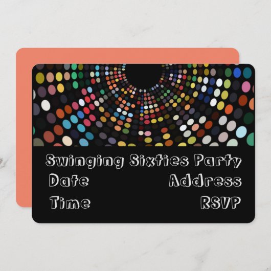 Swinging 60er Retro Party Thema Einladung (Vorne/Hinten)
