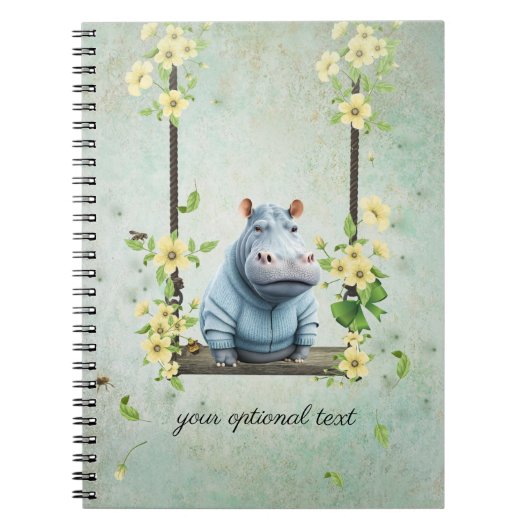 Swinging Baby Hippo Spiral Foto Notebook Notizblock (Vorderseite)