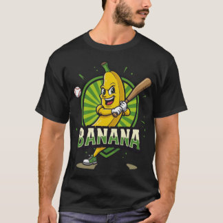 Swinging Banana Mascot Logo - Funny Baseball T-Shirt