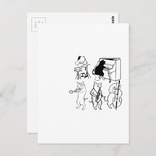 Swinging Cats Jazz Music Funny Kitty Cartoon Postkarte (Vorne/Hinten)
