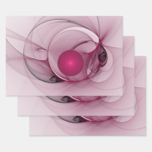 Swinging Fractal, moderne abstrakte Berry Pink Kun Geschenkpapier Set