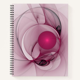 Swinging Fractal, Moderne abstrakte Berry Pink Kun Notizblock