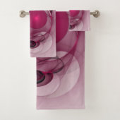 Swinging Fraktal, Moderne Abstrakte Berry Pink Art Badhandtuch Set (Insitu)