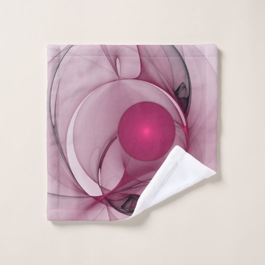 Swinging Fraktal, Moderne Abstrakte Berry Pink Art Badhandtuch Set (Waschlappen)