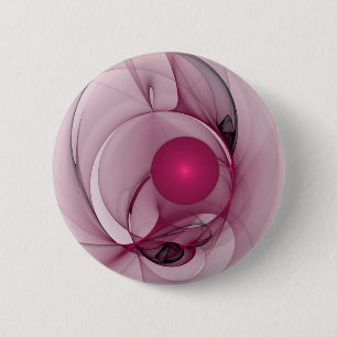 Swinging Fraktal, Moderne Abstrakte Berry Pink Art Button