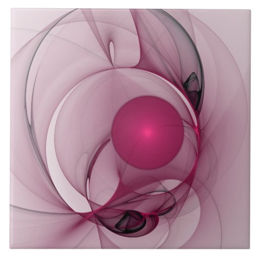 Swinging Fraktal, Moderne Abstrakte Berry Pink Art Fliese (Vorderseite)