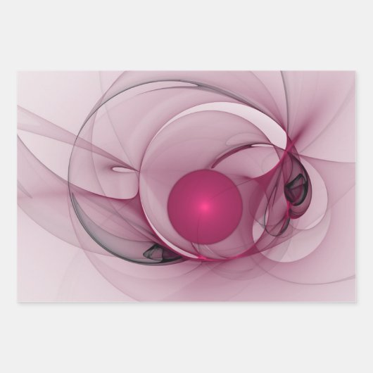 Swinging Fraktal, Moderne Abstrakte Berry Pink Art Geschenkpapier Set (Vorderseite 2)