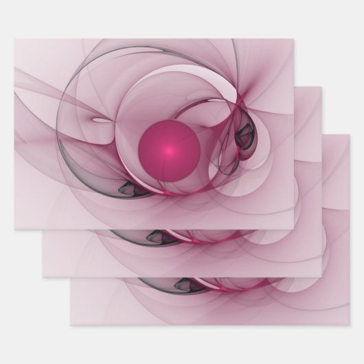 Swinging Fraktal, Moderne Abstrakte Berry Pink Art Geschenkpapier Set (Set)