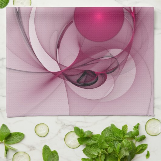 Swinging Fraktal, Moderne Abstrakte Berry Pink Art Geschirrtuch (Gefaltet)