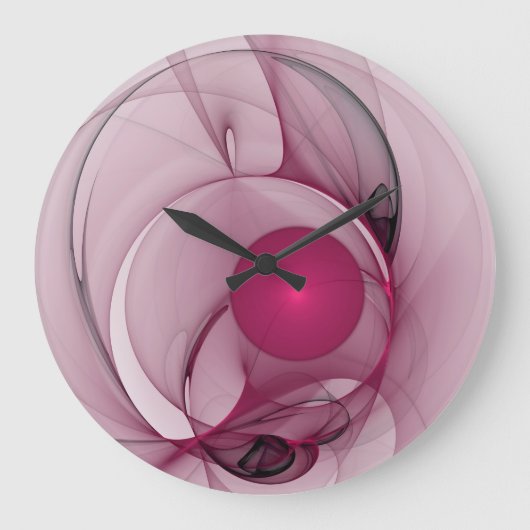Swinging Fraktal, Moderne Abstrakte Berry Pink Art Große Wanduhr (Vorderseite)