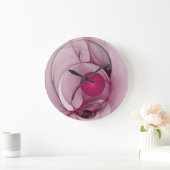 Swinging Fraktal, Moderne Abstrakte Berry Pink Art Große Wanduhr (Zuhause)