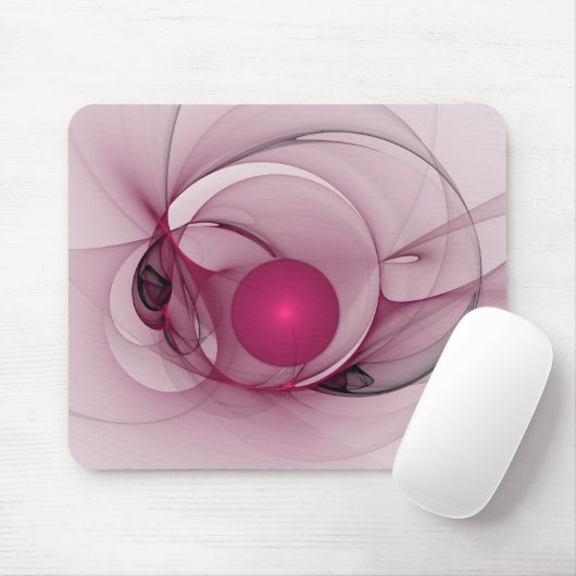 Swinging Fraktal, Moderne Abstrakte Berry Pink Art Mousepad (Mit Mouse)