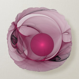 Swinging Fraktal, Moderne Abstrakte Berry Pink Art Rundes Kissen