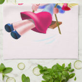 Swinging Girl Kitchen Handtuchmalerei Geschirrtuch (Gefaltet)