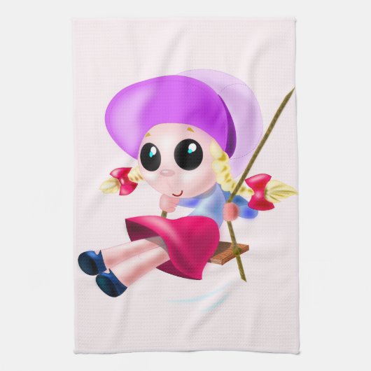 Swinging Girl Kitchen Handtuchmalerei Geschirrtuch (Vertikal)