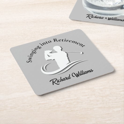 Swinging into Retirement Modern Golf Player Party Rechteckiger Pappuntersetzer (angewinkelt)