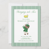 Swinging Into Two Golf 2nd Birthday Teddy Bear Einladung (Vorderseite)