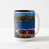 Swinging Old lady Curacao Bridge Zweifarbige Tasse (VorderseiteRechts)