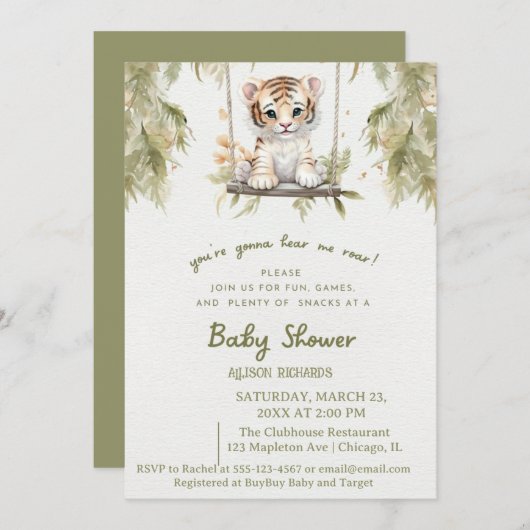 Swinging Safari: Wildes Abenteuer von Lion Cub Einladung (Vorne/Hinten)