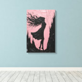 Swinging Silhouette in Black on Pink Leinwanddruck (Insitu (Holzboden))