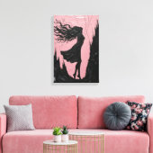 Swinging Silhouette in Black on Pink Leinwanddruck (Insitu (Wohnzimmer))