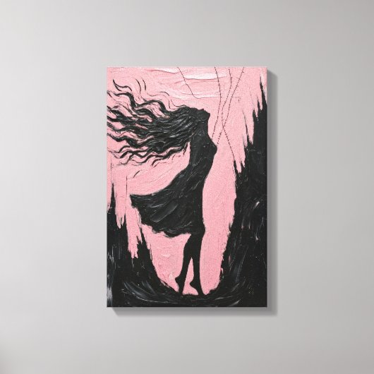 Swinging Silhouette in Black on Pink Leinwanddruck (Vorderseite)