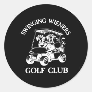Swinging Wieners Golf Club Dachshund Wiener Dog Fa Runder Aufkleber