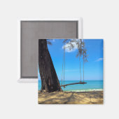 Swings & Tree auf dem Sand Magnet (Vorderseite/Rückseite)