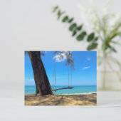 Swings & Tree auf dem Sand Postkarte (Stehend Vorderseite)