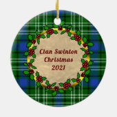 Swinton Clan Abzeichen & Tartan Personalisierte We Keramik Ornament (Hinten)
