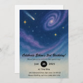 Swirbelgalaxie und Shooting Star Night Geburtstag Einladung (Vorne/Hinten)