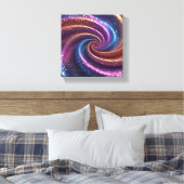 Swirbeln von Metallic Gold, Lila & Blau Glitzer Leinwanddruck (Insitu (Schlafzimmer))