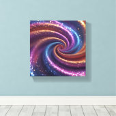 Swirbeln von Metallic Gold, Lila & Blau Glitzer Leinwanddruck (Insitu (Holzboden))