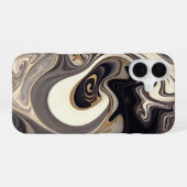 Swirbelschwarz iPhone 16 Hülle (Rückseite (Horizontal))