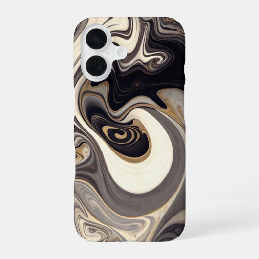 Swirbelschwarz iPhone 16 Hülle (Rückseite)
