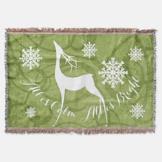 Swirl All is Calm All is Bright Deer Holiday Throw Decke (Vorderseite)