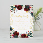 Swirl Blues Red Gold Green Christmas Party Folieneinladung (Stehend vorne)