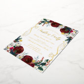 Swirl Blues Red Gold Green Christmas Party Folieneinladung (Gedreht)