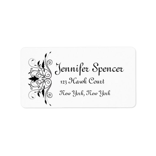 Swirl Design Wedding Labels Adressaufkleber (Vorne)