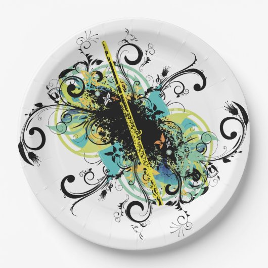 Swirl Grunge Flute Pappteller (Vorderseite)