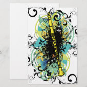 Swirl Grunge Klarinette Briefpapier (Vorne/Hinten)