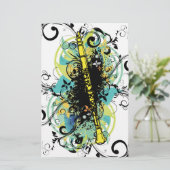 Swirl Grunge Klarinette Briefpapier (Stehend Vorderseite)