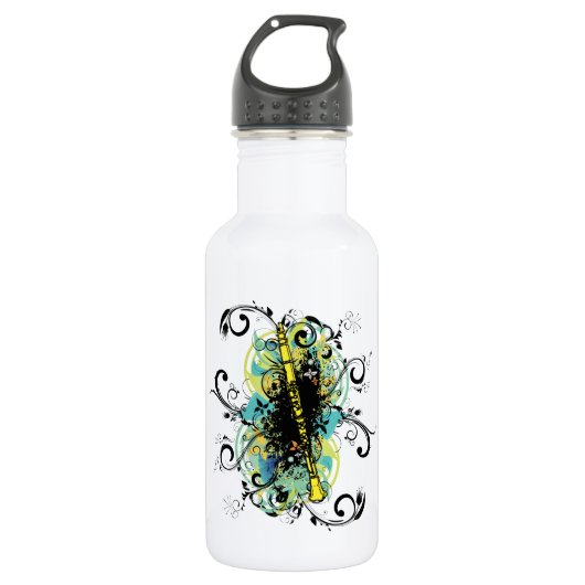 Swirl Grunge Klarinette Edelstahlflasche (Vorderseite)