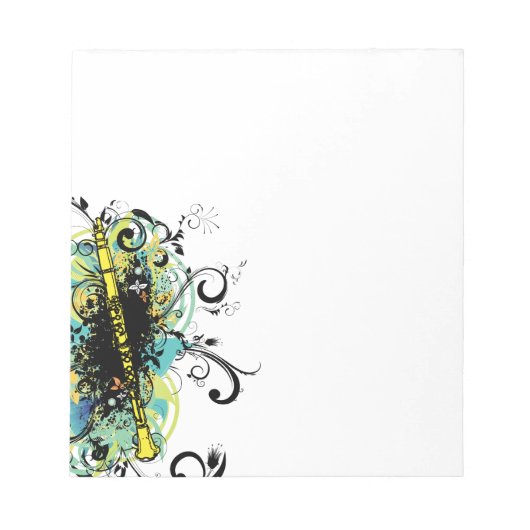Swirl Grunge Klarinette Notizblock (Vorderseite)