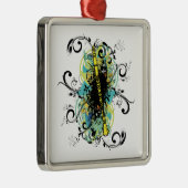 Swirl Grunge Klarinette Silbernes Ornament (Rechts)