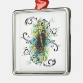 Swirl Grunge Klarinette Silbernes Ornament (Links)